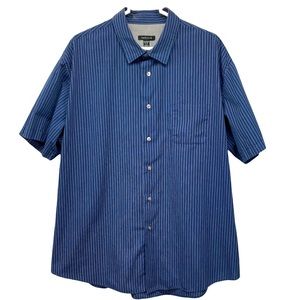 Van Heusen XXL 18-18.5 Short Sleeve Shirt Blue Stripe